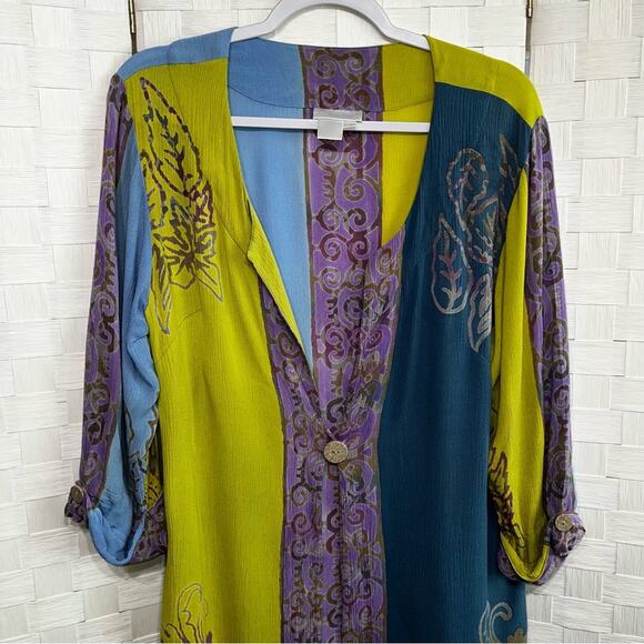 Soft Surroundings Women’s Breezy Batik Duster Topper Size Small Boho Lagenlook - Picture 8 of 13